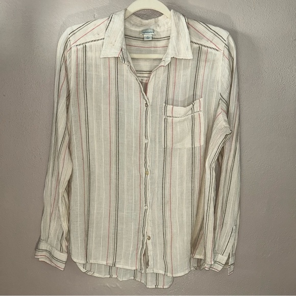 Sundance Tops - Sundance Cream gauzy cotton Striped Button Down Shirt